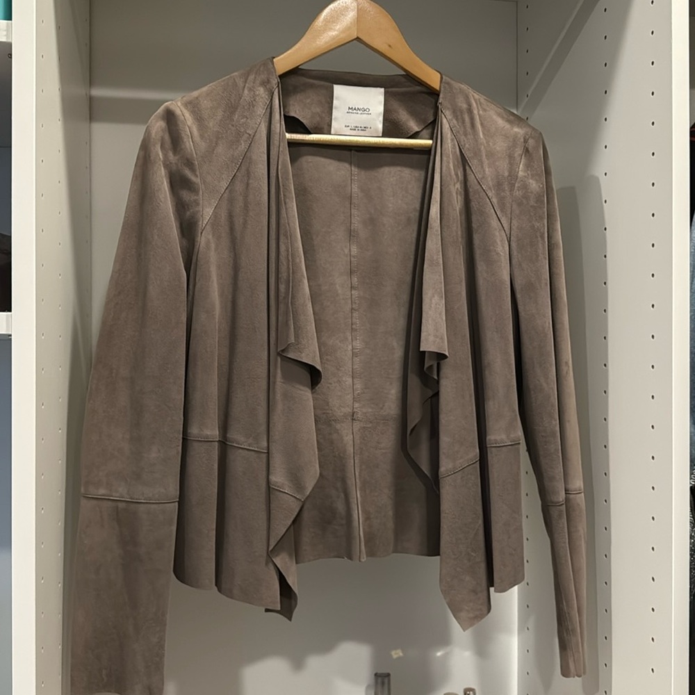 Taupe suede draped jacket
